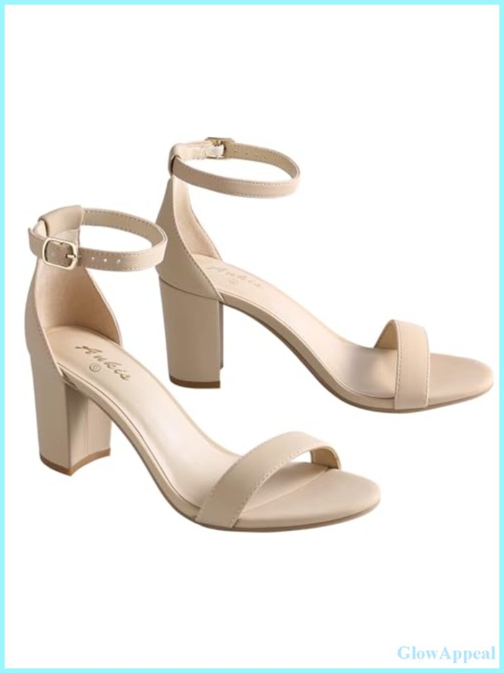 Ankis Women's Open Toe Ankle Strap Chunky Heel Sandals 2.75 Inch Nubuck